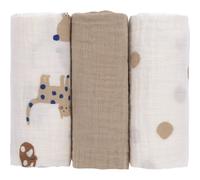 LÄSSIG Bébé Couverture de puériculture Drap de puériculture Lot de 3 en coton 60 x 60 cm/Swaddle & Burp Blanket M Little Mateys Dog