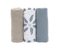 Lot de 3 langes 70 x 70 cm en mousseline Plumes de lune