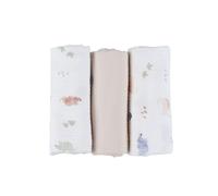 Noukie's - Lot de 3 Langes Bébé 70x70 cm - Allaitement - Bavoir épaule - Lange pour Change - Couverture légère bébé - Pare Soleil Poussette - Doudou - Accessoire maternité
