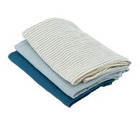 Lot de 3 langes Bambou - DOMIVA - 1 Imprimé + 2 Uni - Bleu indigo - 60x60 cm