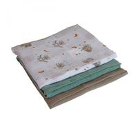 Lot de 3 langes bébé, serviettes absorbantes et respirantes - 100% mousseline de coton - 30 x 30 cm - Koala - Monsieur Bébé