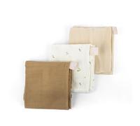 doomoo Lot de 3 Langes Bebe Lovely - 70x70cm - Langes Bio Ultra Doux - Gaze de Coton - Multi-Usage - Très Absorbants - Lavable en Machine - Carre Bebe, Crème