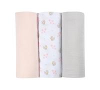 BÉABA, Lot de 3 Langes Bébé, Mousseline de Coton Biologique, Multi-usages : Couverture emmaillotage, Bavoir, nomade, Doudou, Ultra doux, Respirant, 70x70, Ecologique et Sain, Motif Cygne