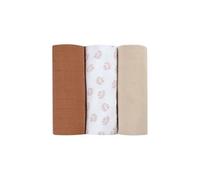 Lot de 3 langes en coton Herrisson/Marron