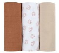 BÉABA, Lot de 3 Langes Bébé, Mousseline de Coton Biologique, Multi-usages : Bavoir, Couverture nomade, Doudou, Ultra doux, Respirant, 70x70, Ecologique et Sain, Motif Hérisson