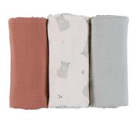 Noukie's - Lot de 3 Langes Bébé 70x70 cm - Allaitement - Bavoir épaule - Lange pour Change - Couverture légère bébé - Pare Soleil Poussette - Doudou - Accessoire maternité