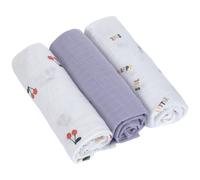 Lot de 3 langes en mousseline GOTS Happy Fruits Cerise (85x85 cm)