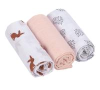 Lässig Lot de 3 langes en mousseline Little Forest Lapin 60 x 60 cm