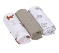 Lot de 3 langes en mousseline little forest renard (60 x 60 cm)