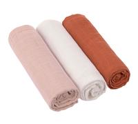 Lot de 3 langes en mousseline rose
