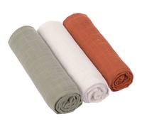 Lot de 3 langes en mousseline Cozy Home Rouille, vert et blanc (85 x 85 cm)
