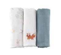 Lot De 3 Langes Gaze De Coton Bio Forêt TU