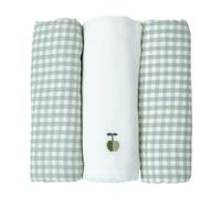 Lot De 3 Langes Gaze De Coton Bio Vert Sauge TU