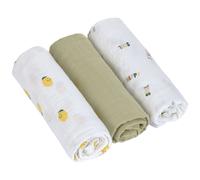 Lot de 3 langes mousseline GOTS Happy Fruits Citron (85x85 cm)