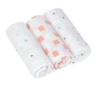 Lot de 3 langes mousseline GOTS Happy Fruits pêche (85x85 cm)