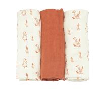 Trois Kilos Sept – Langes en mousseline de coton Oies – 70 x 70 cm – Lot de 3