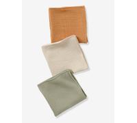 Lot de 3 langes unis en gaze de coton Bio* multicolore 60X60
