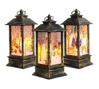 Lot de 3 lanternes de flamme de Noël Bougies LED de Noël Décorations de Noël Lanternes à vent suspendues