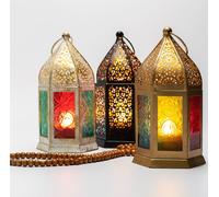 MARRAKESCH Lot de 3 lanternes orientales Teja 16 cm Photophores pour l'extérieur comme décoration de balcon ou intérieur comme décoration de rebord de fenêtre