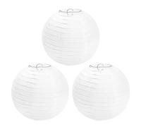 Lot de 3 lanternes rondes blanches en papier pour abat-jour, décoration de mariage, accessoires de fête