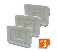 Lot de 3 LED Projecteur Lampe 10W Blanc 6000K IP65 Extra Plat - EUROBRYTE - Projecteur LED - Blanc - Intérieur