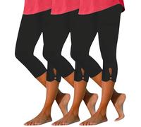 Lot de 3 Legging Sport Femme Pantalon de Yoga Taille Haute Pantacourt 3/4 Legging Anti Cellulite Opaque Corsaire Souple Pantalon Court Slim été pour Femmes Pas Cher