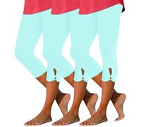 Lot de 3 Legging Sport Femme Pantalon de Yoga Taille Haute Pantacourt 3/4 Legging Anti Cellulite Opaque Corsaire Souple Pantalon Court Slim été pour Femmes Pas Cher