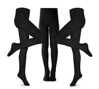 Lot de 3 leggings de danse sans couture en maille de coton torsadée pour filles, pieds recouverts, jaune/gris foncé/marron, Noir 3 pièces., 9-10 Years