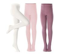 Lot de 3 leggings de danse sans couture en maille de coton torsadée pour filles, pieds recouverts, jaune/gris foncé/marron, 7-8 Years