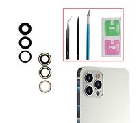 Lot de 3 lentilles de rechange pour appareil photo arrière pour iPhone 12 Pro Max (6,7"), anti-rayures et étanches, avec adhésif pré-installé + kit d'outils de réparation