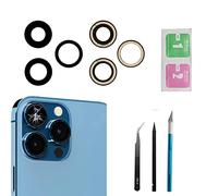 Lot de 3 lentilles de rechange pour appareil photo arrière pour iPhone 13 Pro/iPhone 13 Pro Max, couvercle d'objectif arrière en verre de rechange avec adhésif pré-installé + kit d'outils de réparation, anti-rayures et étanche
