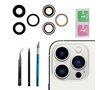 Lot de 3 lentilles de rechange pour iPhone 13 Pro Max avec adhésif pré-installé + kit d'outils de réparation, anti-rayures et étanche