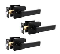 Lot de 3 leviers de porte de passage non verrouillables, serrure intérieure de couloir et de placard avec rosace carrée, design moderne pour portes pour droitiers et gauchers, intimité