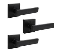 Lot de 3 leviers de porte de passage non verrouillables, serrure intérieure de couloir et de placard avec rosace carrée, design moderne pour portes droitières et gauchères, factice