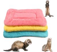 Lot de 3 lits en polaire pour petit animal, chauds et moelleux, tapis de couchage pour chaton, lapin, chinchilla, écureuil, hérisson (taille L : 48 x 30 cm, D)