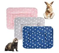 Lot de 3 lits en polaire pour petit animal, chauds et moelleux, tapis de couchage pour chaton, lapin, chinchilla, écureuil, hérisson (taille L : 48 x 30 cm, F)