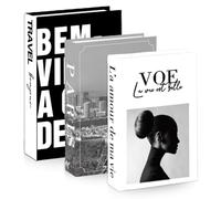 Lot de 3 livres décoratifs pour la décoration de la maison : 3 livres décoratifs à ouverture magnétique, boîte de rangement, livres décoratifs, faux livres décoratifs, pour le salon, le bureau