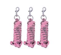 Lot de 3 longes pour cheval - Longe à attacher avec crochet de panique - Longueur : environ 2 m - Robuste, élégant et agréable à la main (flamant rose rose)