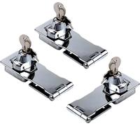 lot de 3 loquets verrouillables 105mm x 40mm avec serrure et 2 x clés | Loquet de sécurité avec 6 x vis | Serrure à visser | Serrure de meuble | Serrure d'armoire | Cadenas | Verrou de porte