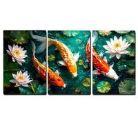 Lot de 3 Lotus Tableau Décoration Murale Affiche Décoration Chambre Impression sur Toile Koi Peintures sur Toile Décor Murale pour Chambre Maison Bain Suspendu Art Décor,Cadeau Femme,20x30cm,-f59b