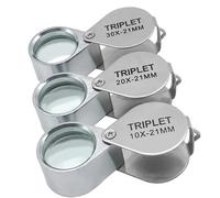 Lot de 3 loupes de poche pliables 30 x 20 x 10 x pour bijoux, pierres, timbres, pièces de monnaie, montres