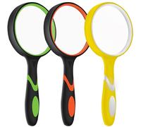 Lot de 3 loupes grossissantes pour Enfants, 10 x 75 mm avec poignée en Caoutchouc antidérapant, adaptées pour Lire des journaux, des Insectes, adaptées aux Personnes âgées et aux Enfants