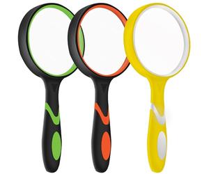 Lot de 3 loupes grossissantes pour Enfants, 10 x 75 mm avec poignée en Caoutchouc antidérapant, adaptées pour Lire des journaux, des Insectes, adaptées aux Personnes âgées et aux Enfants