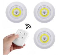 Lot de 3 lumières avec télécommande. Lumière LED blanche adhésive avec pile. Lumière sans fil Installation sans fil (piles non incluses) lumière avec pile pour cuisine, chambre, salle de bains,