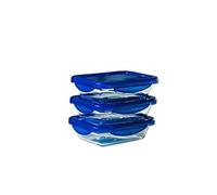 Pyrex Lunch Box Cook & Go Verre rectangulaire 0,8 L Couvercle hermétique Lot de 3