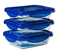 Lot de 3 lunch box rectangulaires en verre 20x15 cm avec couvercle hermétique - cook & go G