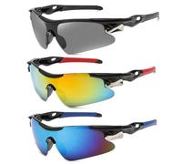 Lot de 3 lunettes de soleil de sport polarisées UV400 - Lunettes de cyclisme coupe-vent pour homme et femme, verres TAC légers pour la conduite, la pêche, la course à pied, les activités de plein air