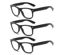 Lot de 3 lunettes noires pour enfants, lunettes nerd, classiques et durables, rétro nostalgie, adaptées pour l'école et la vie quotidienne