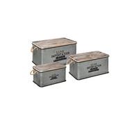 Lot de 3 Malles Atmosphéra Déco Vintage Zinc 60cm Gris