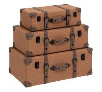Lot de 3 malles ""Be vintage"" L45,5 55,5 60,5cm caramel - Atmosphera createur d'interieur